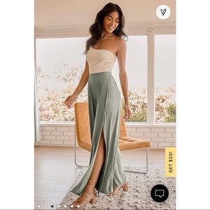 Lulu’s Knockout Sage Green Wide Leg Pants in Medium